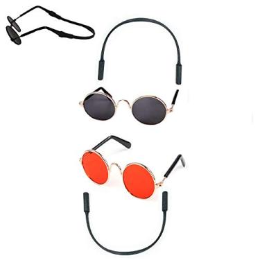 Imagem de Artshu 2 peças de óculos para cães e gatos com cores aleatórias, óculos para cães e animais de estimação, óculos de sol para cães e gatos, fotos de 3 cm, acessórios para animais de estimação, redondos, coloridos