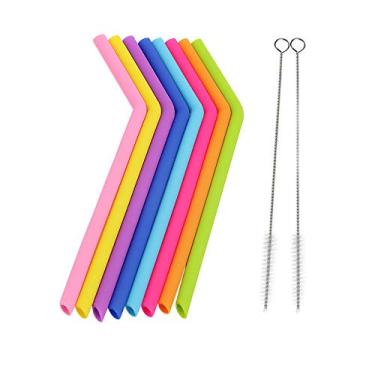 Imagem de AKOAK Canudos de silicone reutilizáveis, canudos curvos flexíveis extra longos sem BPA para copos de 850 – 590 ml, Rtic/Yeti, pacote com 8 + 2 pincéis