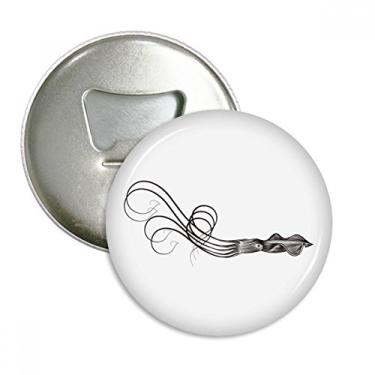 Imagem de Ilustração de polvo da vida marinha preta, abridor de garrafas, ímã de geladeira, emblema multifuncional