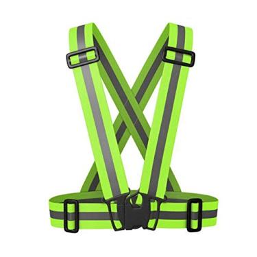 Imagem de Colete refletivo, colete de segurança refletivo de alta visibilidade respirável à prova d'água faixa refletiva para construção para ciclismo para corrida noturna (verde fluorescente)