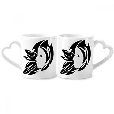 Imagem de Conjunto de canecas de porcelana para casal, símbolo do zodíaco, constelação, virgem, constelação, coração