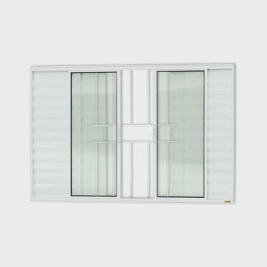 Imagem de Janela Janela Veneziana Confort 6 Folhas com Grade Vidro Liso 100cm x 100cm Brimak