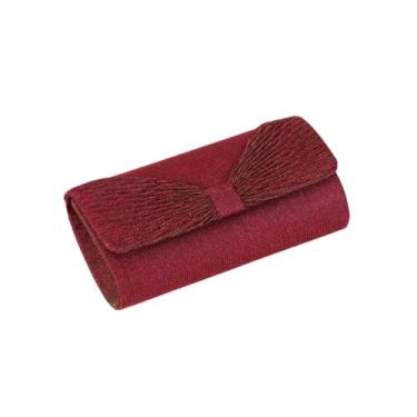 Imagem de JAMBHALA Bolsa Clutch Chique com Gravata Borboleta Sweet Handbag com PVC e Poliéster Macio Dentro (vermelho)