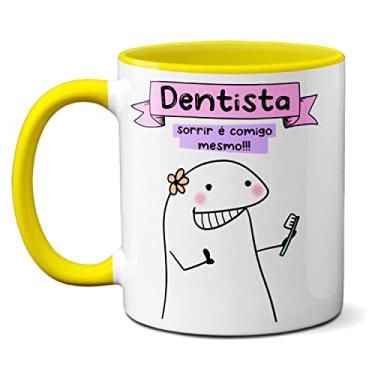 Imagem de Caneca Dentista Sorrir É Comigo Mesmo! Passa A Cárie Pra Cá (Amarela)