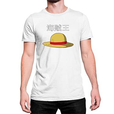 Imagem de Camiseta T-Shirt Chapéu One Piece Luffy Cor:Branco;Tamanho:M
