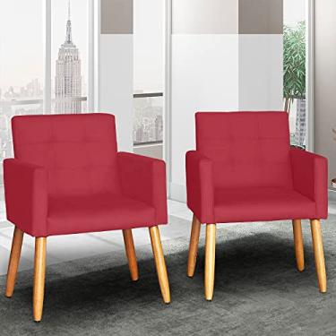 Imagem de Kit 02 Poltronas Decorativa Reforçada Oferta Sala de estar recepção (Vermelho)