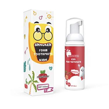 Imagem de Pasta de dente de espuma infantil com sabor de morango, fórmula natural sem flúor, pasta de dente de espuma para escova de dentes elétrica (60 ml) (pacote com 1)