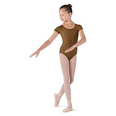 Imagem de Collant feminino de manga curta Dujour Microlux da Bloch Dance, Almond, 4 / 6