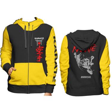 Imagem de Casaco Moleton Karate Com Capuz - Preto/Amar - 5032 - PP