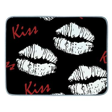 Imagem de Tapete de secagem de pratos para balcão de cozinha Kiss Lábios Absorvente Escorredor de pratos Escorredor de pratos Tapetes 45,72 x 60,96 cm