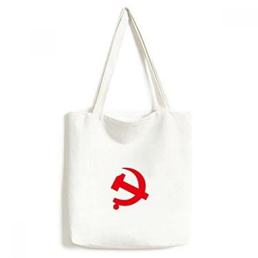 Imagem de Bolsa de lona com símbolo vermelho do comunista chinês bolsa de compras casual