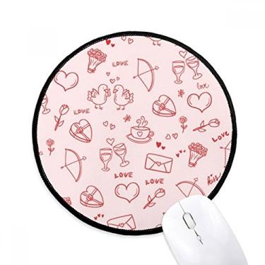 Imagem de Mouse pad rosa vermelho corações amor dia dos namorados tapete redondo para escritório para computador