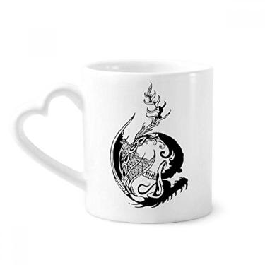 Imagem de Caneca tradicional da China com pintura de dragão, caneca de cerâmica de café copo de coração de vidro