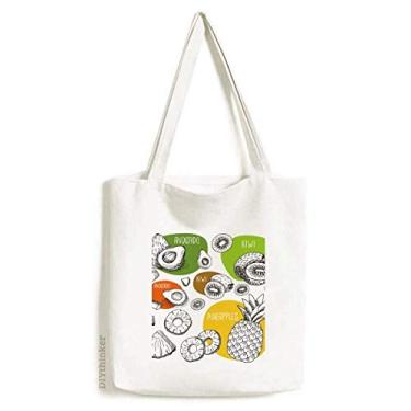 Imagem de PineFruit Kiwi Fruit Ilustration Pattern Tote Canvas Bag Shopping Satchel Casual Bolsa