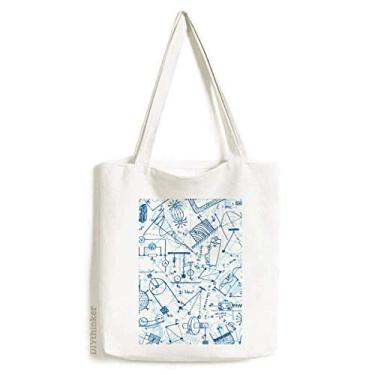 Imagem de Bolsa de lona azul com estampa de mecânica eletromagnética e bolsa de compras casual