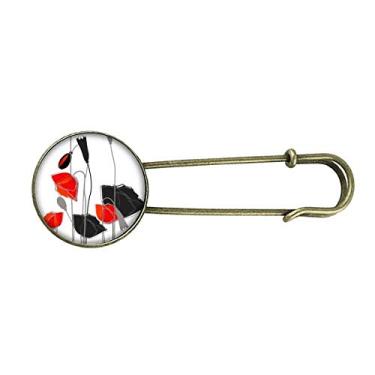 Imagem de Broche de metal retrô com flores vermelhas, arte abstrata, pintura de milho