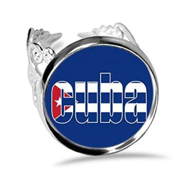 Imagem de DIYthinker Anel de noivado ajustável com nome da bandeira do país Cuba