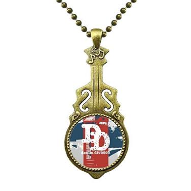 Imagem de DIYthinker Graffiti Street Colar com padrão de cabine de telefone vermelho e azul com pingente de música de guitarra antiga