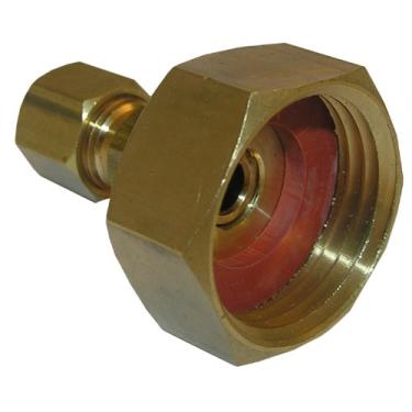 Imagem de LASCO 17-8381 Mangueira de jardim fêmea de 9,5 mm por adaptador de latão de compressão de 0,6 cm