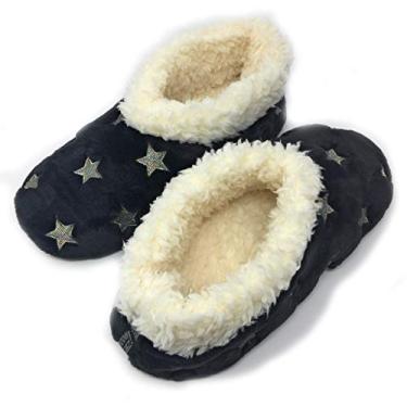Imagem de JYinstyle Pantufas femininas de pelúcia roxa com glitter e saars The Starz, The Starz Blk, 5-6