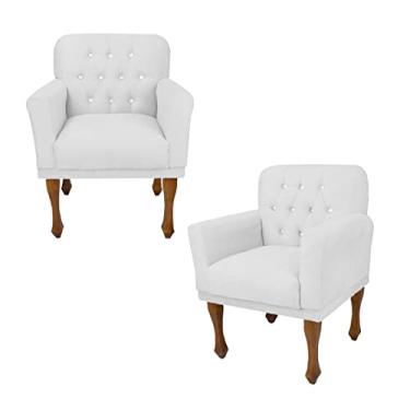 Imagem de Combo 2 Poltrona Cadeira Decorativa Sala de Comercial Anitta Suede Branco LM DECOR