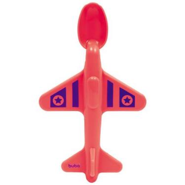 Imagem de Colher Talher Para Bebê Avião Vermelho Buba Aviãozinho 7288