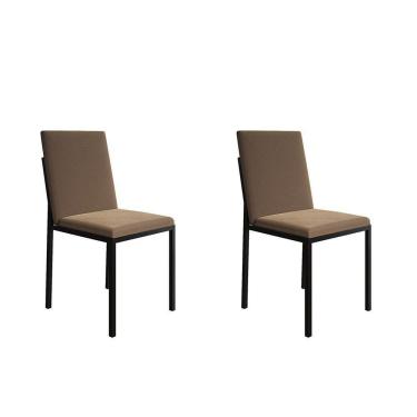 Imagem de Kit 2 Cadeiras De Jantar Estofadas Mônaco Veludo Marrom - Cor: Preto