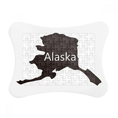 Imagem de Alaska USA Mapa Estrelas Listras Bandeira Enigma Moldura Decoração Quebra-cabeça Ornamento