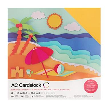 Imagem de American Crafts Pacote de cartolina de 30 x 30 cm, 60 folhas, total de 3 folhas de 20 cores cada, artigos de artesanato para celebração, cartolina, cartão colorido para impressora, papel colorido