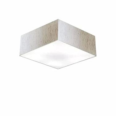Imagem de Plafon Painel Sobrepor Quadrado Cúpula Tecido 12/40x40 cm, Vivare Iluminação, Plafon3050 LLA-35, Linho Bege, Médio