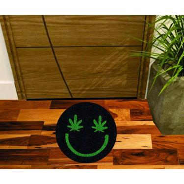 Imagem de Tapete Capacho Carinha De Erva, Redondo Medida 0,60X0,60Cm,