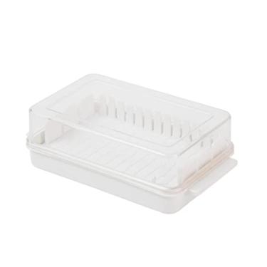 Imagem de Prato de Manteiga de Plástico Com Tampa, Design Resistente à Prova de Estilhaços, Capa Transparente para Manteiga Fresca, Seguro para Máquina de Lavar Louça (#1)
