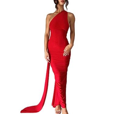 Imagem de Vestido curto formal feminino colado ao corpo, sem mangas, aberto nas costas, vestido maxi para sair, vestidos de festa elegantes para mulheres, Vermelho, Small