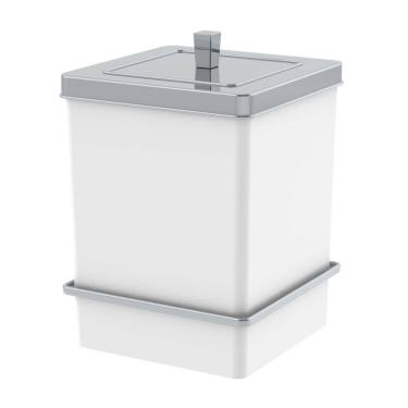 Imagem de Lixeira 6,5L Tampa Quadrada Com Suporte Ventosa Cesto De Lixo Branco Cromado - 8065BCC Future