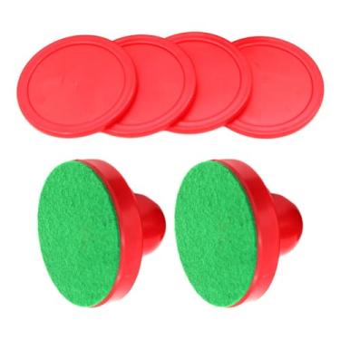 Imagem de Fancyes Empurradores de air hockey e discos de air hockey, acessórios de feltro verde de 96mm, remos de air hockey para presente de entretenimento, para mesas, Vermelho