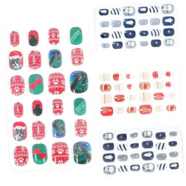Imagem de DOITOOL 4 adesivos de unhas infantis festao de natal festão de natal falsa de cobertura completa curta desenhos de unhas para unhas de acrílico decalques para unhas ponta das unhas