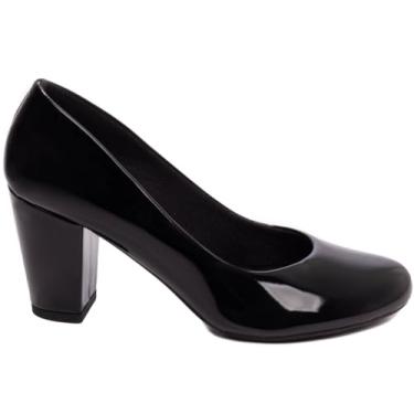 Imagem de Torricella, Sapato Scarpin Feminino Salto Alto Grosso Bloco Bico Redondo 7,5cm Cor:Preto;Tamanho:36