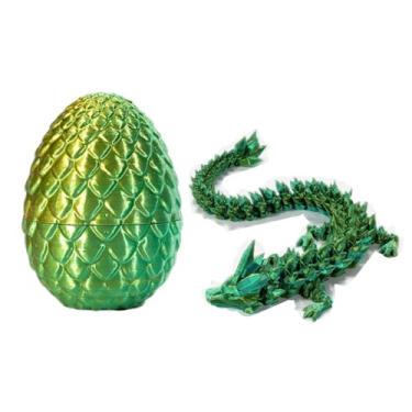Imagem de 3D Printed Dragon Egg,Full Articulated Dragon Crystal Dragon with Dragon Egg Surprise Egg with Flexible Pearly Sheen Dragon for Autism/ADHD (Yellow Green)