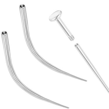 Imagem de PunkTracker 14 g/16 g/18 g Kit de piercing de titânio curvado ASTM F136 Ferramenta de pino de inserção cônico para rosca interna Tragus Helix Lip Nose Helix Piercing Joia Labret Studs Nose Stud