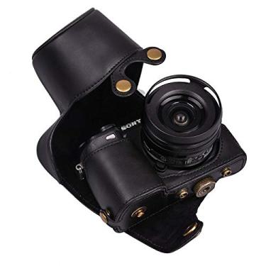 Imagem de Hargedis Capa XEVN para Sony a6400, capa para sony a6300, bolsa de couro para câmera de corpo inteiro PU premium para sony alpha a6300 a6000 a6100 a6400 ajuste lente 16-50 mm com alça de ombro para câmera (preto)