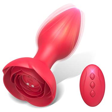 Imagem de Anal Sex Toys Rose Sex Stimulator for Women, Vibrating Butt Anal Plugs, Remote Control Anal Vibrator with 10 Modes & Rose Base, Waterproof Silicone Rose Toy(Rose Red)