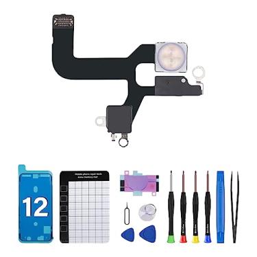 Imagem de DGSCSMY Módulo de substituição de luz de flash para iPhone 12 OEM Conjunto de conector de flash cabo flexível com kit de ferramentas de reparo com adesivo à prova d'água e chaves de fenda para A2172