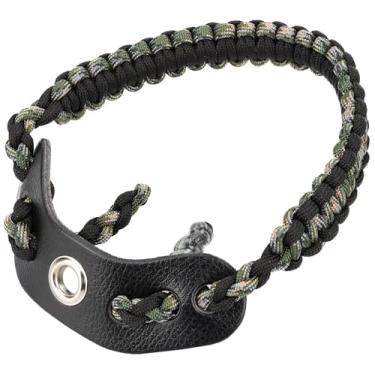 Imagem de SUNYA Alça de pulso com arco e flecha, alça de paracord 550 confortável na mão. Pala de couro de flor integral 100%, várias cores camufladas. Ajuste estabilizador de arco composto e recurvo. (Iron Rider 43)