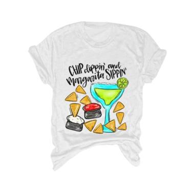 Imagem de Camiseta feminina Summer De Mayo com gola redonda e gola redonda, manga curta, festa mexicana, B - branco, XXG
