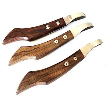 Imagem de Conjunto de 3 facas de casco de farrier loop, vários tamanhos, ferramenta única (pequena, média, grande)