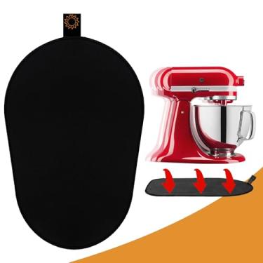 Imagem de Tapete deslizante PADUKU para batedeira KitchenAid, tapete oval preto de borracha e tecido, tamanho 37 cm x 25 cm, para batedeira profissional de 5-8 Qt, evita danos e arranhões na base e bancada
