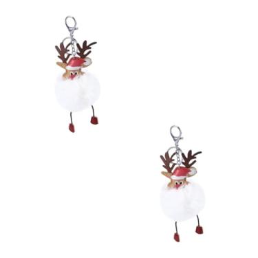 Imagem de 2 pçs chaveiro de natal chaveiro de natal pom pom chaveiro enfeites de árvore de natal natal/829 (Color : Whitex2pcs, Size : Mediumx2pcs)
