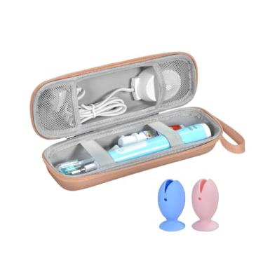 Imagem de TUNYINSH Travel Case for Oral-B/Oral-B Pro/Phlips Sonicare Electric Toothbrush with 2pcs Toothbrush Heads Cover Cap, Portable Hard Protective Storage Bag with Accessories Storage (Gold)