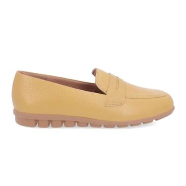 Imagem de Mocassim Loafer Couro Usaflex Feminino Amarelo