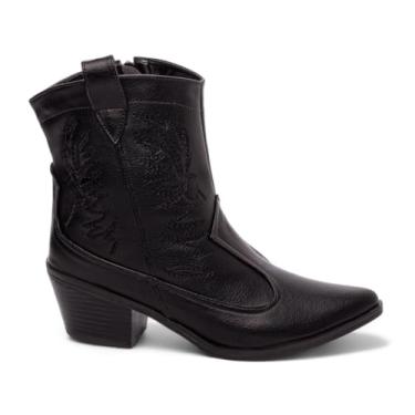 Imagem de Torricella, Bota Country Bordada Feminina Cano Salto Baixo Bico Fino Genero:Feminino;Cor:Preto;Tamanho:37
